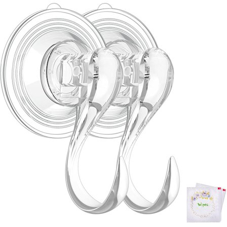 Sugekopkroge, Små Gennemsigtige Brusebadssugekopper med Servietter, Kraftige Vakuumsugekopper med Kroge, Aftagelige, Vægge, Vinduer, Pakke med 4
