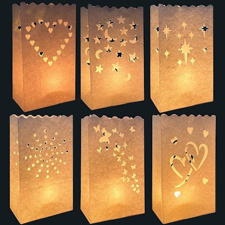 30-pak lysposer, flammehæmmende papirlygter, genanvendelige, Wh