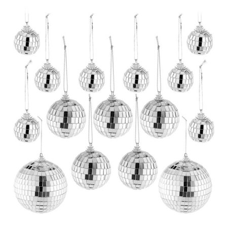 set med 15 mini discobollar