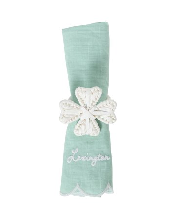 Lexington Scallop serviett i lin/bomull, hvit