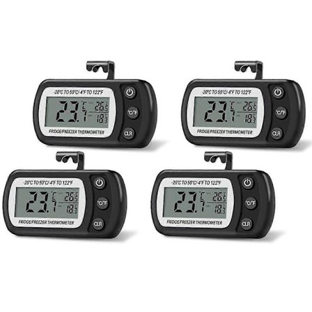4 st Digital Kylskåpstermometer Frys och Frysskåpstermometer med Stor LCD-Skärmställ för Rum Kök
