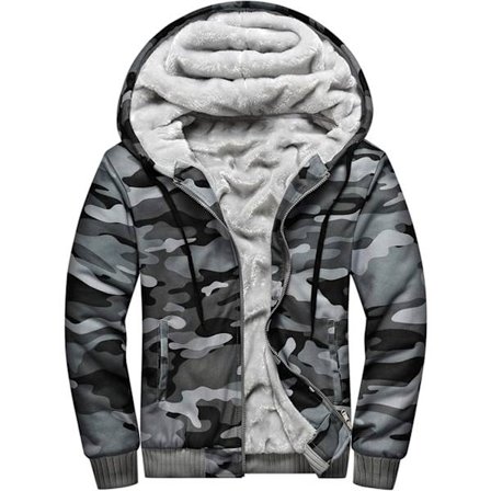 Herre Pullover Termisk Sherpa Foret Jumper Jakker Vinter Træning Fleece Hættetrøje Fuld Lynlås Uld Varm Tyk Frakker Overtøj 919army Grå XL