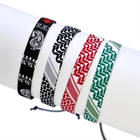 4 st Palestinsk Arabisk Halsduk Vävda Armband För Kvinnor Män Etniska Vågiga Prickiga Färgade Band Armband Handgjorda Smycken
