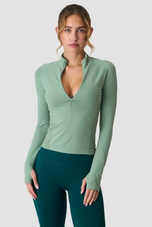 Define Seamless Invisible 1/2 Zip LS Light Moss Green