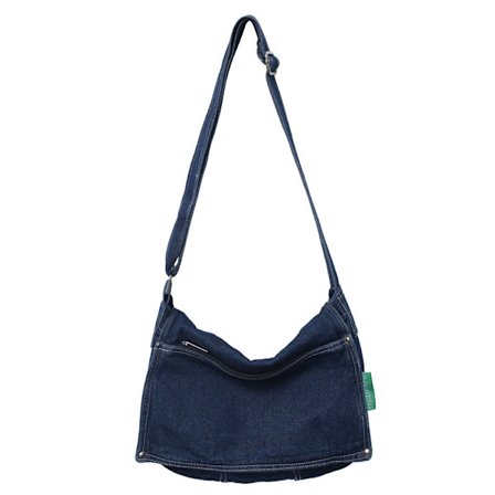Denim crossbody bag kvinnelig ny enkel jente skulder bag stor kapasitet student