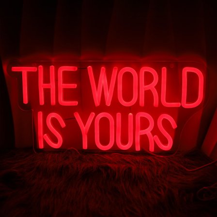 The World is Yours Neon Skylt Dimbar The World is Yours LED Skylt Väggdekor Gåva Lämplig för Sovrum Spelrum Mancave Biograf Fest