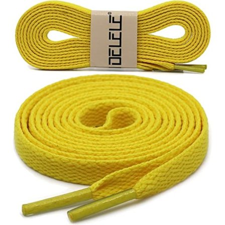 2 par med flate skolisser, egnet for skateboard- og sportssko, 23,62" tommer (gul)