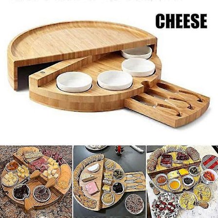 Ostebrett Bestikk Knivsett Med Utskjutbar Skuff Matlagingsverktøy Skiver Gaffel Skjeer Skjære DGZD