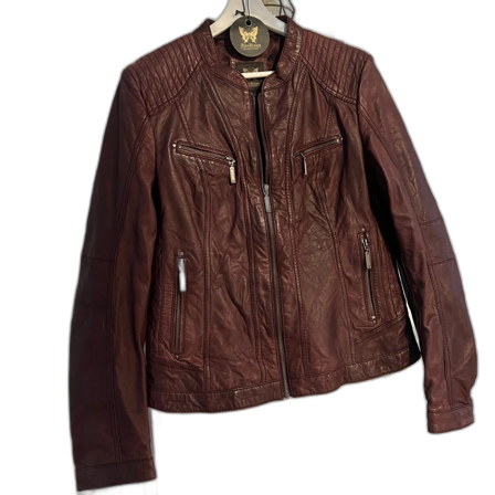 Vinröd skinnjacka Alice Bizous