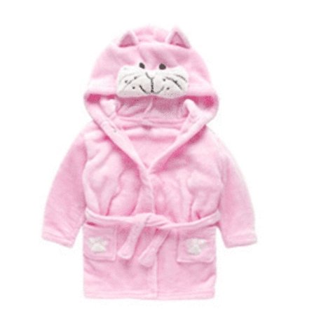 Hettebadekåpe/Laptop for barn - Flere søte dyremønstre i rosa