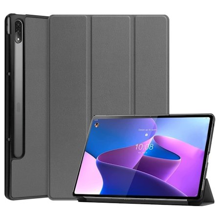 Lenovo Tab P12 Pro tri-fold flipomslag i læder - Grå