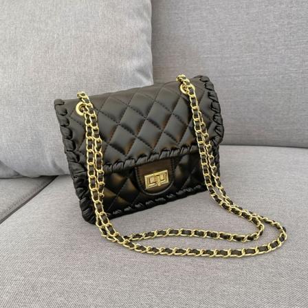 Kvinnor handväska Liten fyrkantig koreansk stil Chain Messenger Fashionabla axel Black brain teaser