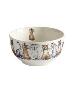 Skål Kat med håndtegnet motiv Hvid