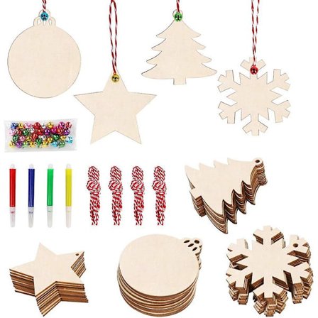 Träjulgranspynt - DIY-pyssel Hängande Dekorationer För Barn, Juldekorationer