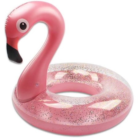 Badring Pool Float, Flamingo Form Uppblåsbar Pool Float Med Glitter, Uppblåsbar Fritidsflotte Rör Badring Sommar Barn Pool Leksaker