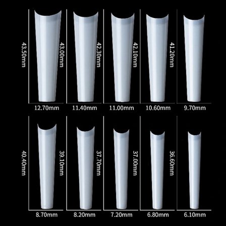 500 stk. Ekstra lange spidse negle XXL koniske firkantede HVIDE hvide