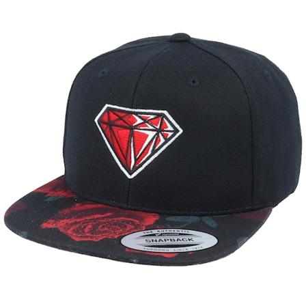 Iconic - Ruby Gem Rose Red Black Snapback Snapback Black Cap - @ Hatstore