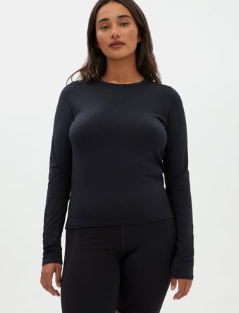 Girlfriend Collective Reset Fitted Long Sleeve Tee - Black - S