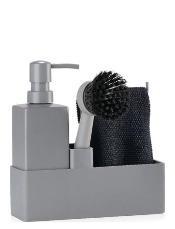 Zone Denmark Opvaskesæt M. Karklud - Grey - 19X 6X 20.5CM