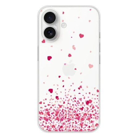 Siliconfodral - Kompatibel med Apple iPhone 16 - design med rosa hjärtan konfetti