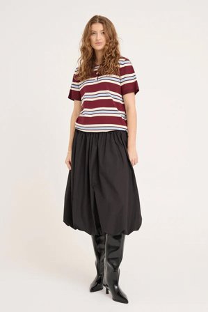 Polo Stripe Knit Blouse Burgundy/white/blue XL