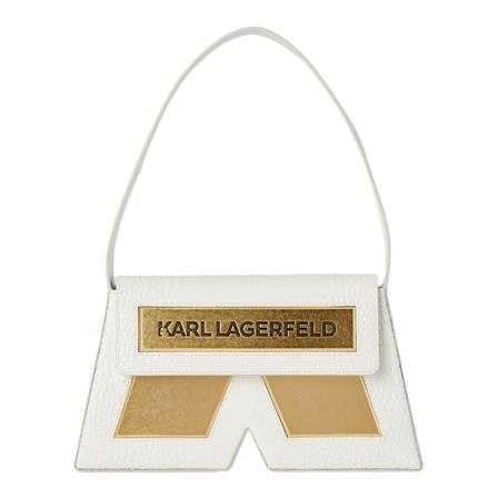 Karl Lagerfeld, Essential K Shape Croc Shoulder Bag Biały, Kobieta, Rozmiar: ONE Size