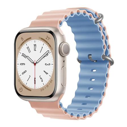 Ocean Rannekoru Apple Watch Ranneke 44mm 40mm 45mm 41mm 49mm 42mm 38mm Älykello silikonihihna Iwatch Ultra Series 7 6 3 Se 8 pink Sand-Mist Blue 42 44