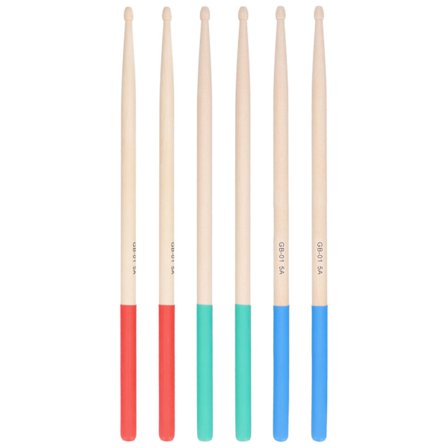 3 Par 5A Trommestikker i Træ, Pakke Sæt Kit, Skridsikker Musikinstrument Tilbehør til Voksne og Børn