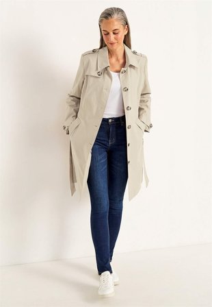 Cellbes of Sweden - Enkeltradet trenchcoat i beige til damer i størrelse 50/52