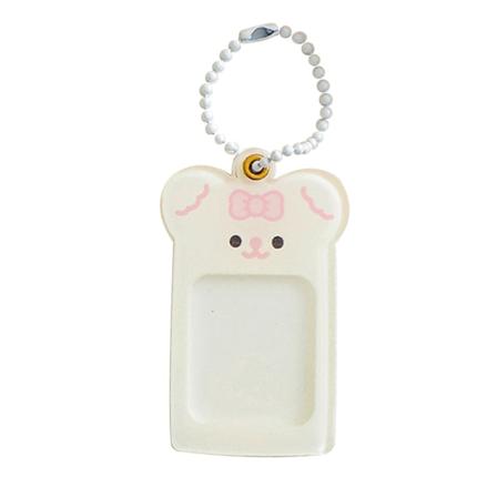 Sød Kpop Idol fotokort opbevaring med nøgleringe Søde piger tegneserie buskortholder fotoærmer Student Stationær White