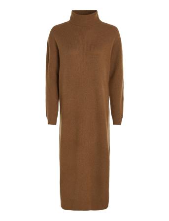 Md Wool Cash Roll-Nk Midi Dress Tommy Hilfiger Brown