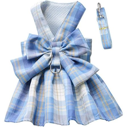 Hundklänning, Hundsele Klänning med Koppelsats Bekväm Valp Flicka Stor Rosettkjol Hund Katt Kläder Skjorta med D-ring Kattunge Väst