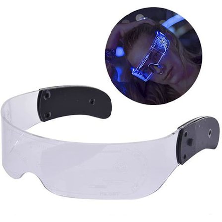 LED-lysende Briller for Voksne, LED-Visirbriller i 7 Farger, Fargede Lysende Briller
