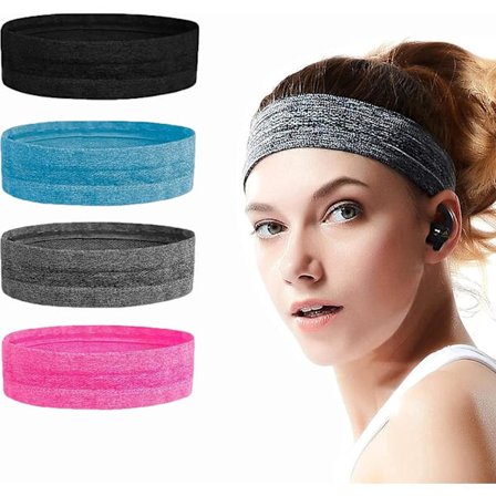 Sportshodebånd for menn kvinner 4 stk. Elastisk hodebånd Svettetransporterende sportshodebånd Lett og mykt Passer for løping Sport Fitness Yoga