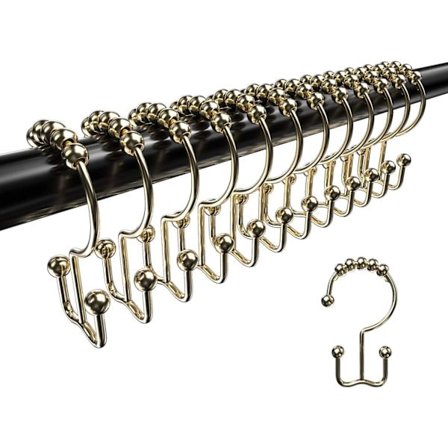 12 st duschdraperikrokar i plast, dubbla duschdraperiringar