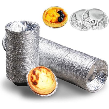 250 stk Tartlet kakeform Engangs aluminiumsfolie Pan Tart Tins Engangsfolieform, Aluminium F