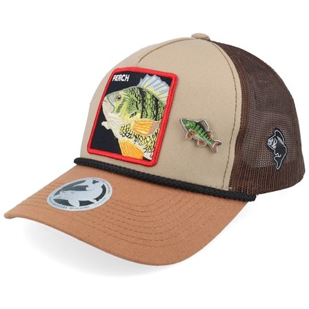Skillfish - Braun Trucker Cap - Hatstore Exclusive x Perch Pin Rope Khaki/Brown/Caramel A-frame Trucker @ Hatstore