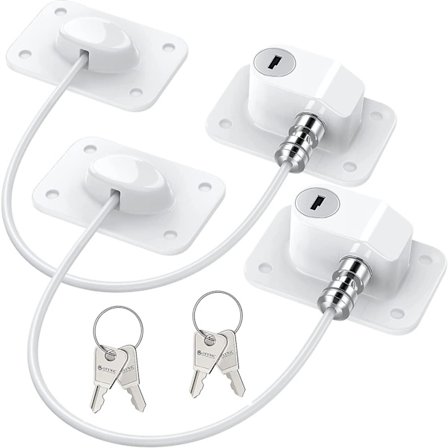 Set med 2 kylskåpsdörrlås för vuxna och barn - med 4 nycklar och starkt lim
