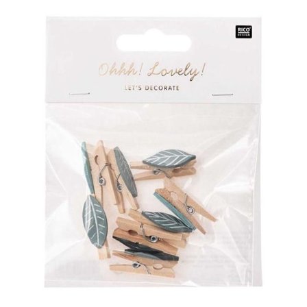 8 dekorativa klämmor - Gröna blad