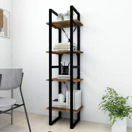 Vidaxl Bokhylla 4 Hyllor Rökfärgad Ek 40x30x140 Cm Konstruerat T Brun