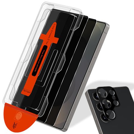 2-PACK Samsung S25 Ultra Privacy Skærmbeskytter & 1-PACK linsebeskytter - Hærdet Glas | [Automatisk Installation] - Boblefri