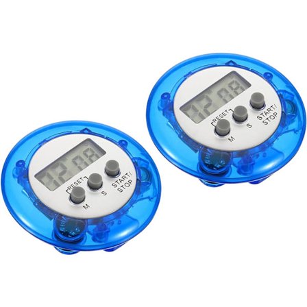 2 stk (Blå) Runde Digitale Timere, Liten Nedtelling/ Opptelling Klokker