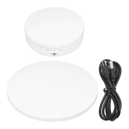 2 i 1 Roterende Utstillingsstativ Lydløs Smykke Dreieskive for Klokke Kosmetikk Fotografering Hvit Knapp