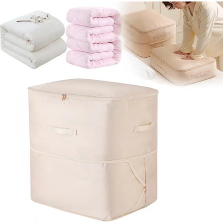 Selvkomprimerende organizer, oppbevaringsbokser, oppbevaringspose for dyner, klær, tepper (beige, 52x42x60CM)
