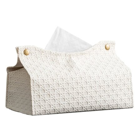 Læder Sugeboks Vævemønster HVID