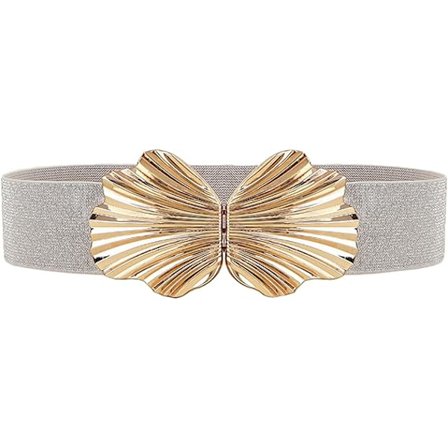 Elastisk taljebælte til kvinder, strækbælter til nederdele, frakker, bluser, sweater (sølv)