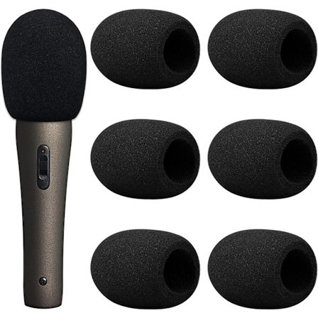 (Svart) 6-pack skummikrofonöverdrag, handhållen skummikrofon