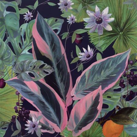 Dutch Wallcoverings Tapet Passion Flower Marinblå Och Grön Multifärg