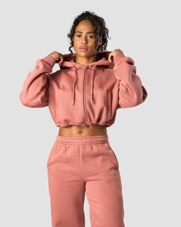 Everyday Cropped Zip Hoodie Wmn Rust