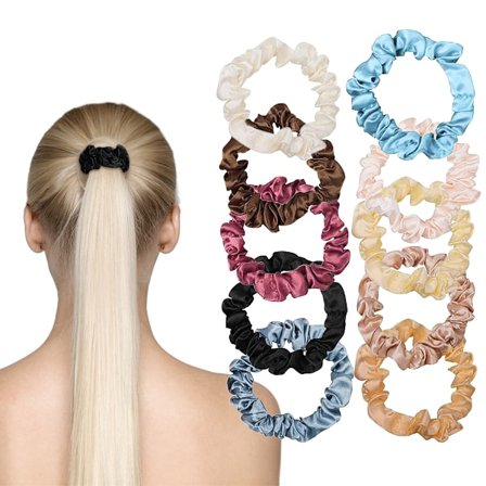 10 stk Satin Hårstrikk, Elastiske Silke Hårbånd Slanke Hårstrikk, Sklisikre Hestehaleholdere, Søte Hestehaleholdere Hårtilbehør for